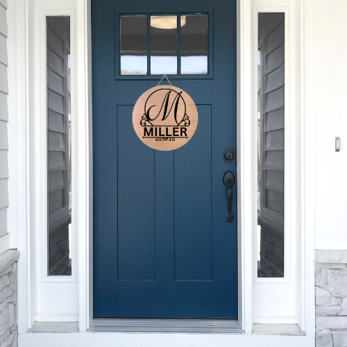Custom Wood Round with Personalized Monogram
