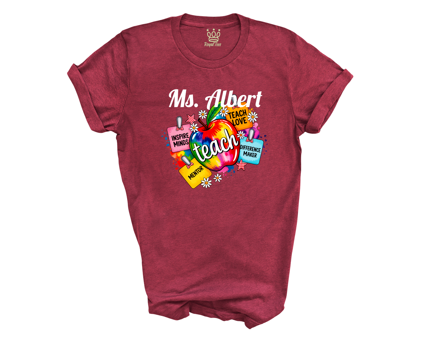 Custom Teacher Name T-shirt | Inspire Teach Love Difference Maker
