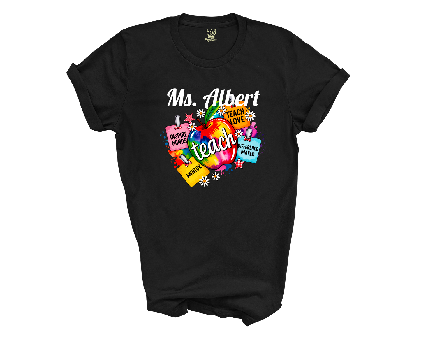 Custom Teacher Name T-shirt | Inspire Teach Love Difference Maker