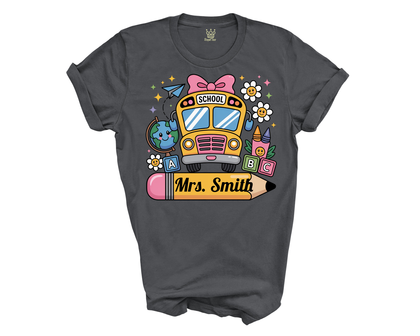 Personalized Back to School T-shirt | Pencil and School Bus Design