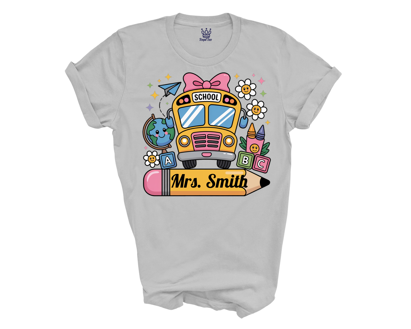 Personalized Back to School T-shirt | Pencil and School Bus Design