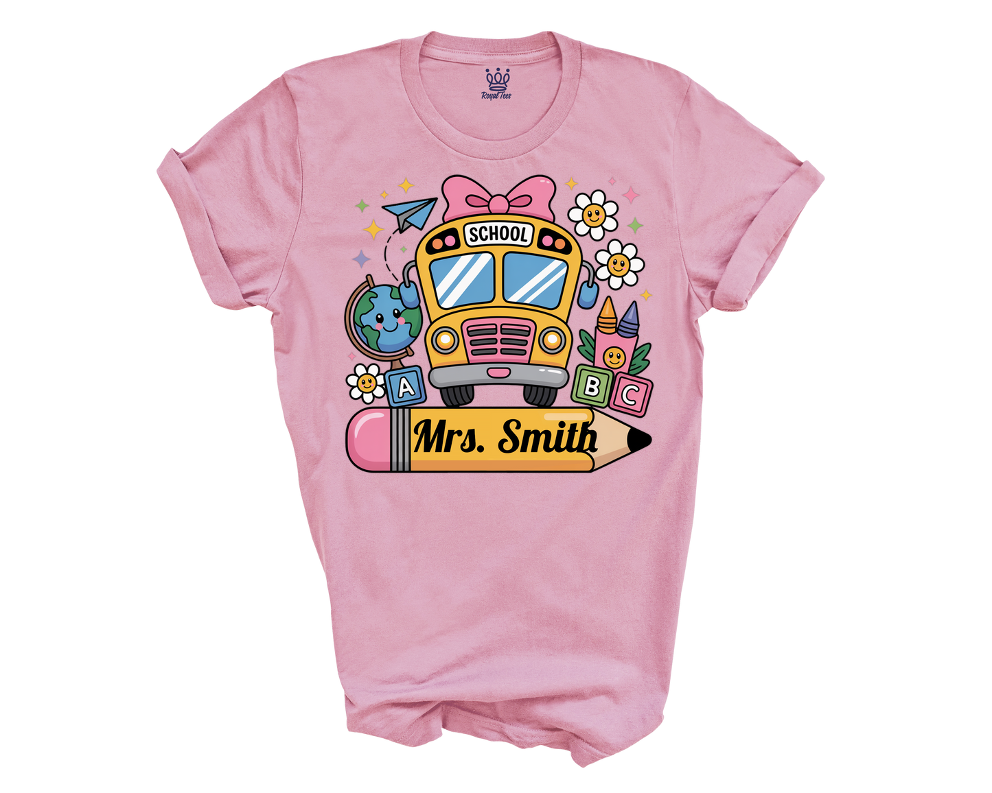 Personalized Back to School T-shirt | Pencil and School Bus Design
