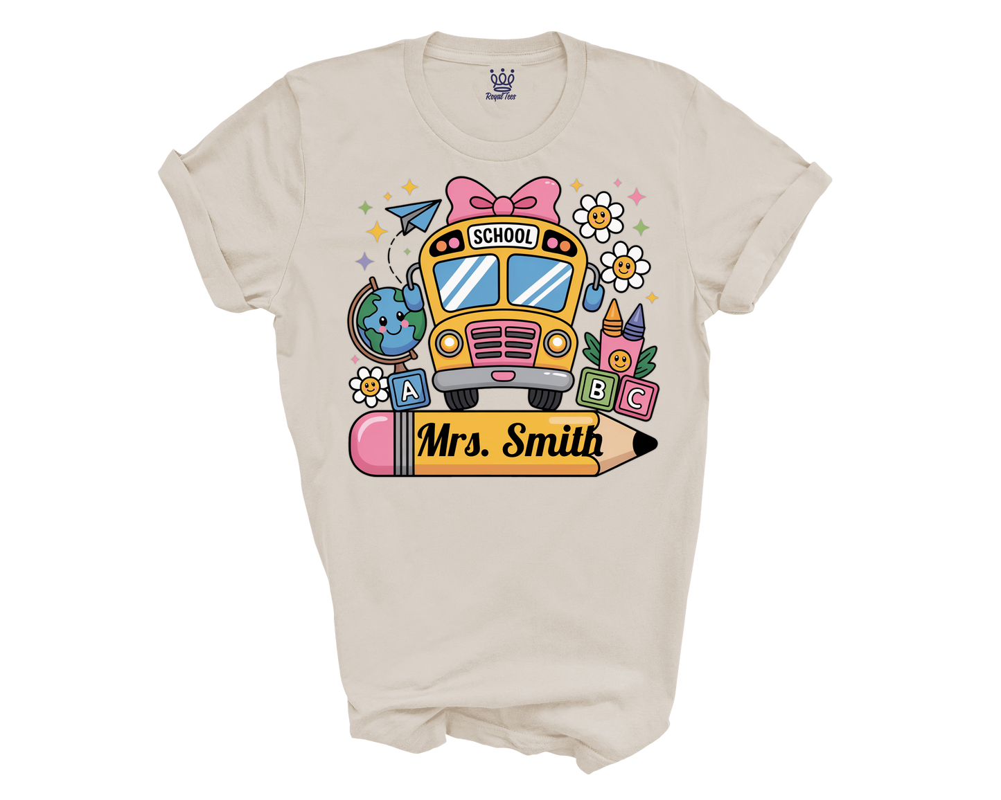 Personalized Back to School T-shirt | Pencil and School Bus Design