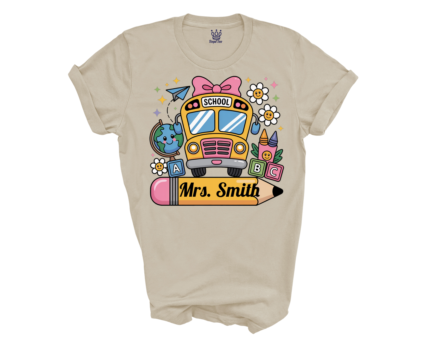 Personalized Back to School T-shirt | Pencil and School Bus Design