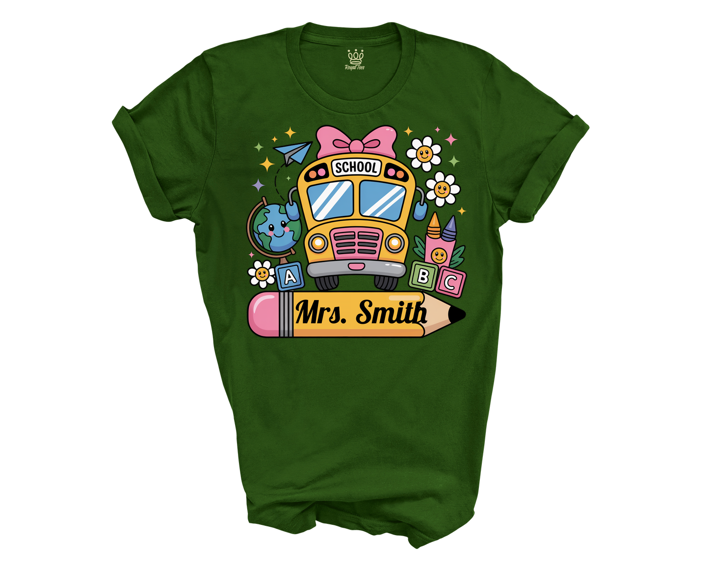 Personalized Back to School T-shirt | Pencil and School Bus Design
