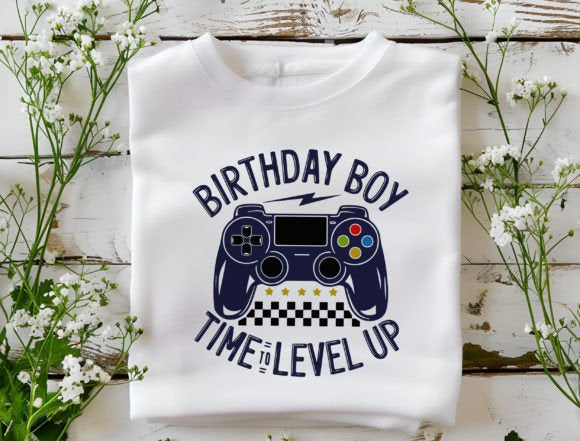 Birthday Gamer T-Shirt – "Time to Level Up" Gaming Shirt for Boys