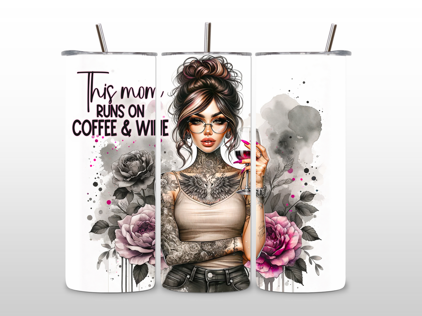 This mom runs on coffee and wine Custom - 20 oz