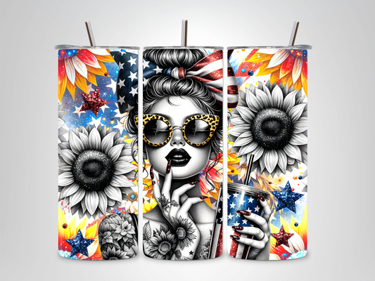American Girl Leopard and Sunflowers 20 oz Tumbler