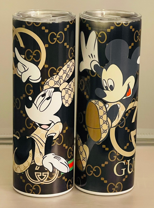 Mickey and Minnie Mouse Gucci-inspired 20 oz tumbler cup