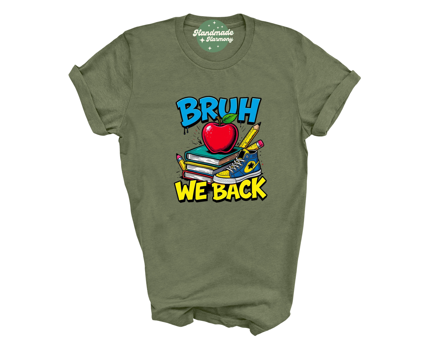Bruh Back to School Books T-Shirt – Funny Student or Teacher Tee for First Day