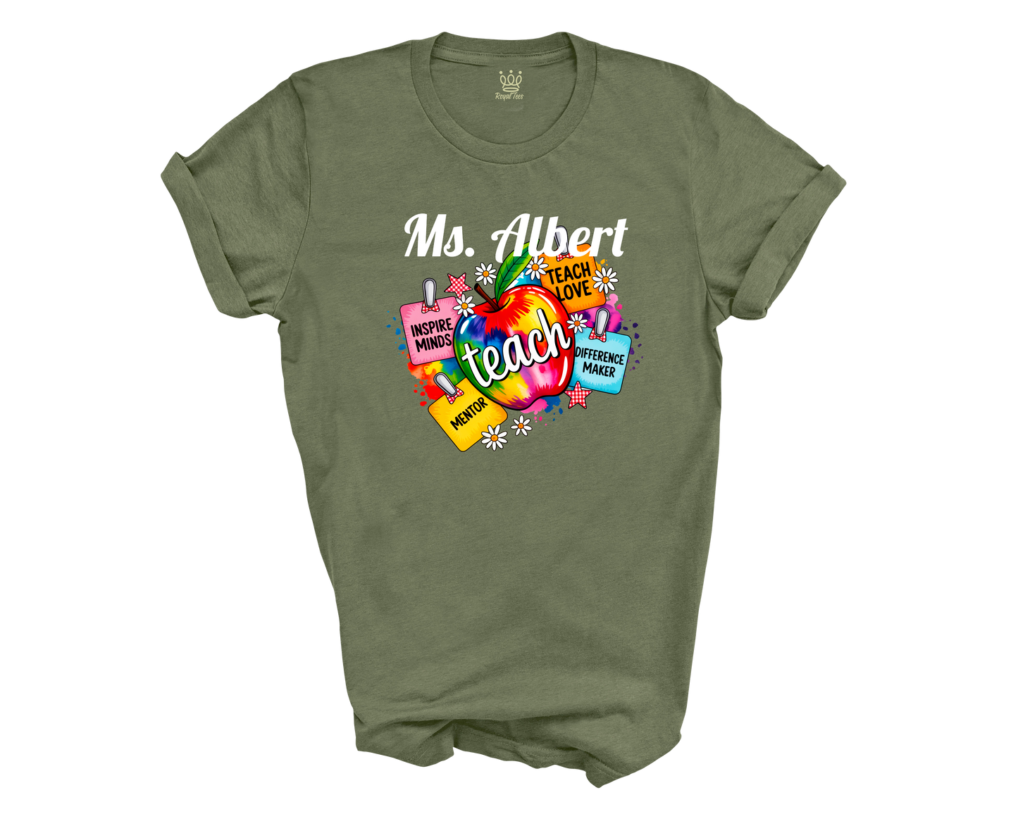 Custom Teacher Name T-shirt | Inspire Teach Love Difference Maker