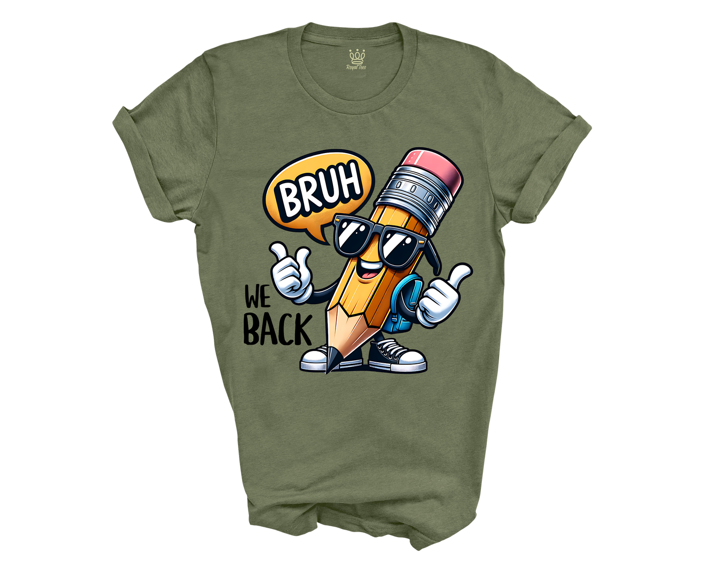 Pencil T-shirt Bruh We Back to School  – Funny First Day Tee for Students & Teachers