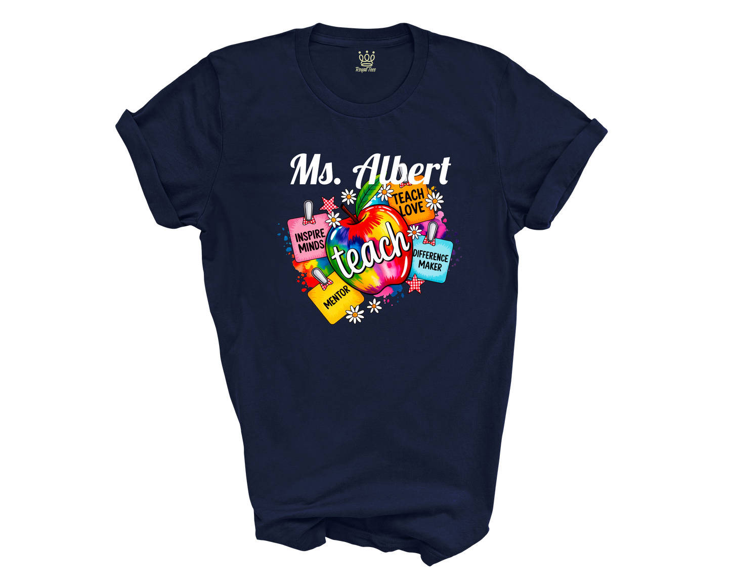 Custom Teacher Name T-shirt | Inspire Teach Love Difference Maker