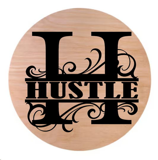 Motivation Wood Round with Block Letter