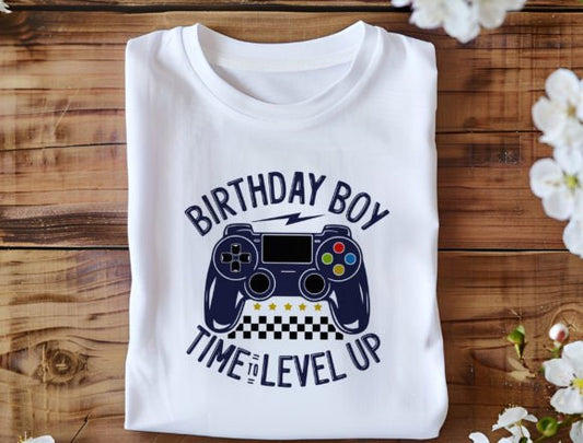 Birthday Gamer T-Shirt – "Time to Level Up" Gaming Shirt for Boys
