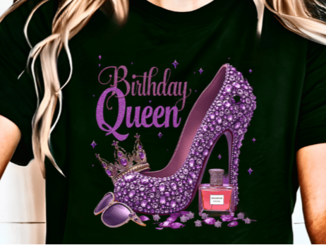 Birthday Queen Shirt – Glamorous Purple Stiletto Design