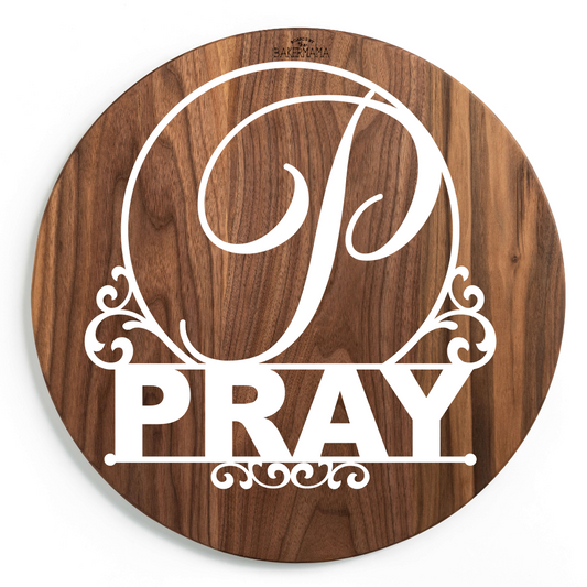 Affirmation Wood Round with Monogram Letter