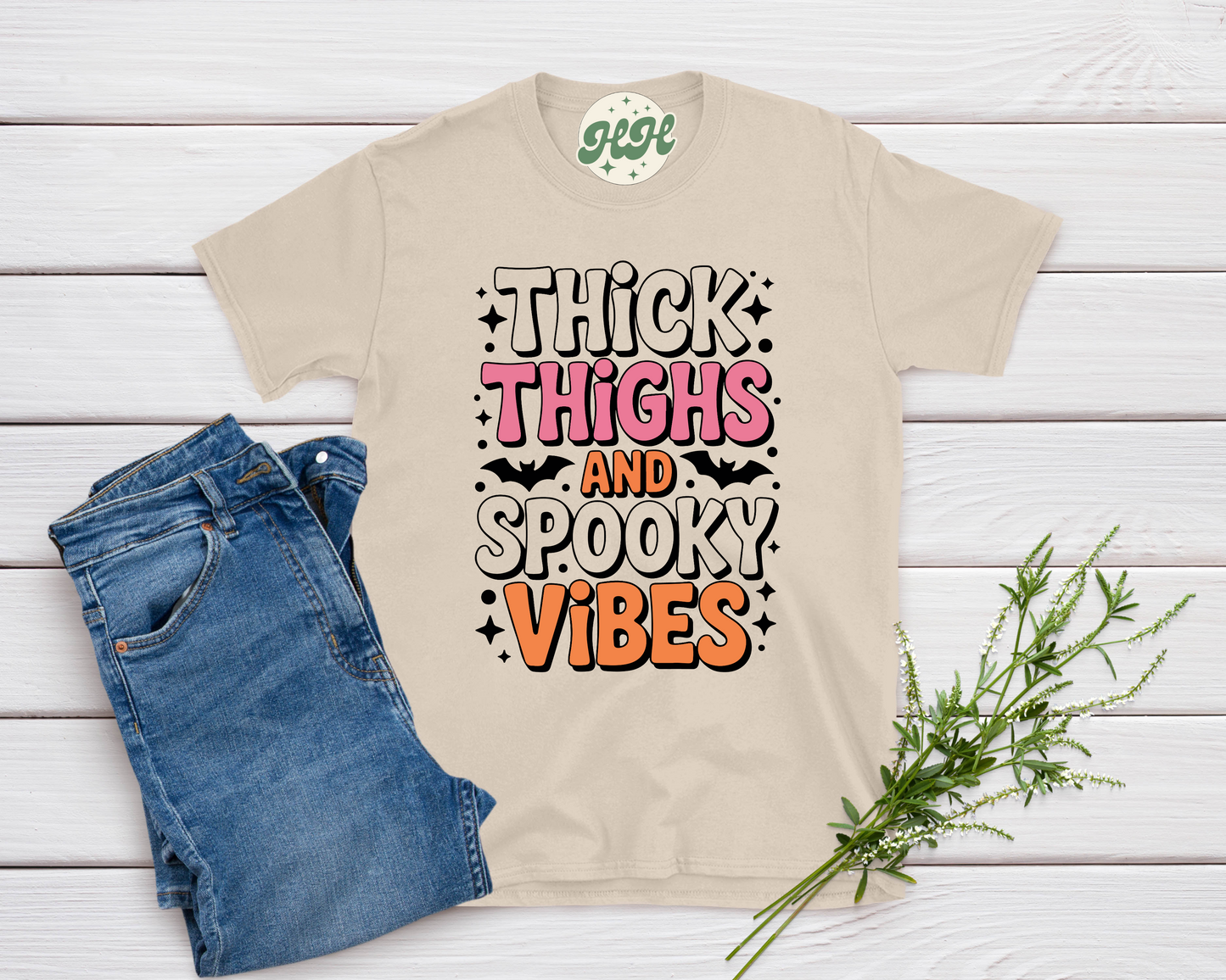 Thick Thighs Spooky Vibes Halloween Shirt