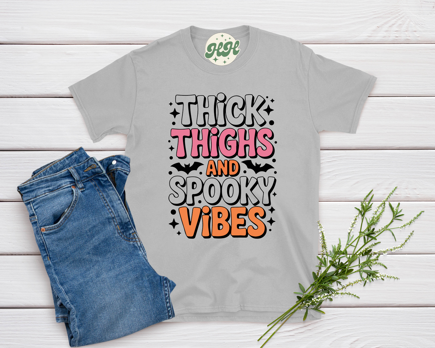 Thick Thighs Spooky Vibes Halloween Shirt