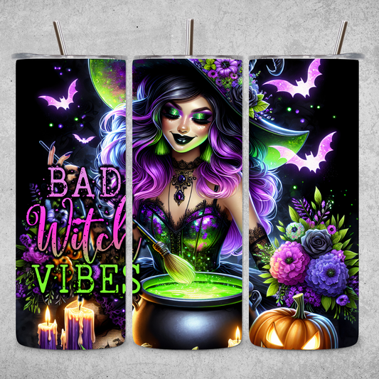 Bad Witch Vibes - 20 oz. Stainless Steel Tumbler with Straw