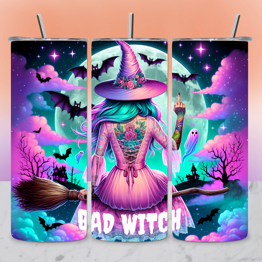 Bad Witch Middle Finger - 20 oz. Stainless Steel Tumbler with Straw