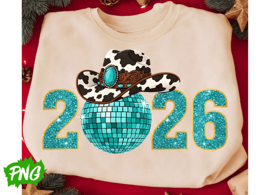 2026 Disco Cowgirl New Year Shirt – Sparkly Western NYE Shirt — T-Shirt, Crewneck, or Hoodie (Unisex)