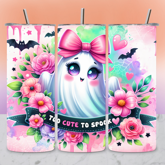 To Cute To Spook - 20 oz. Stainless Steel Tumbler with Straw